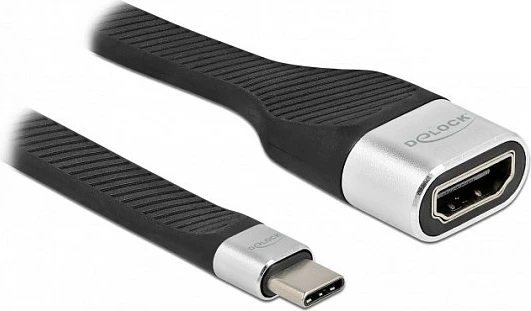 Kabllo adapter DeLOCK USB-C në HDMI, 14 cm, 4K@60Hz, DP Alt Mode, e zezë/argjendtë