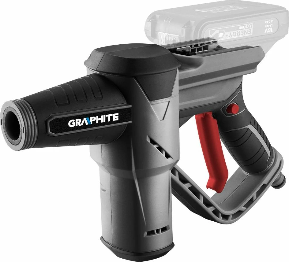 Larëse me presion Graphite Energy+ 58G083, me bateri 18V, 24 bar, 170 l/h, zorrë 5 m, pa bateri dhe karikues, gri/zezë