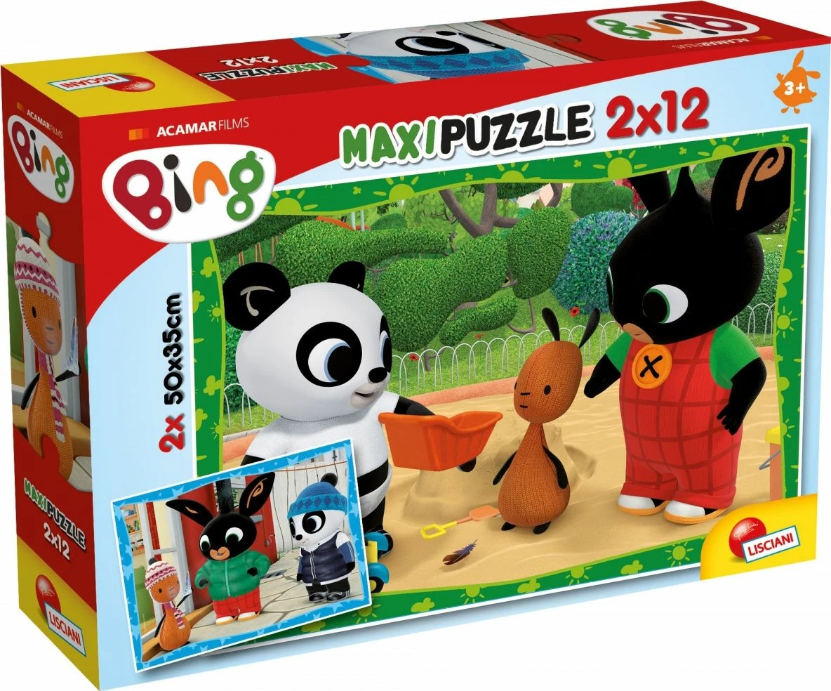 Puzzle maxi Lisciani Bing Friends 2x12 elemente, 50x35 cm, set 2 figura