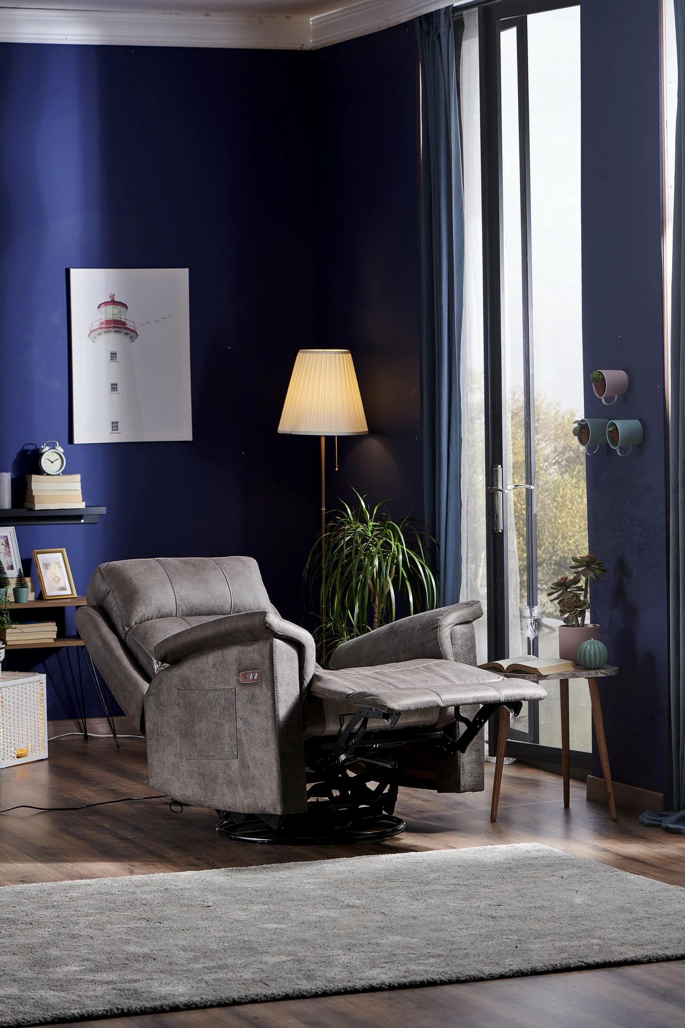 Karrige relaksuese elektrike, ngjyrë gri, Skye Decor, Tesla TV