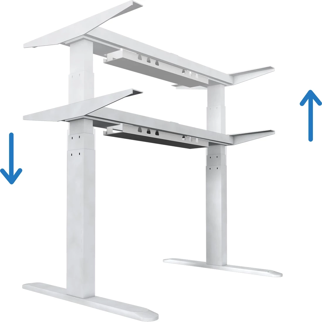 Kornizë tavoline elektrike ngritëse UVI Desk Standard UVID1WH, 62–128 cm, 100–170 cm, e bardhë