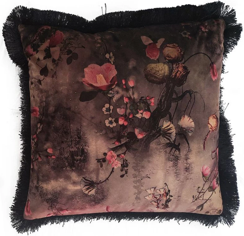 Jastëk dekorativ Flores, shumëngjyrësh, kadife, 45x45cm