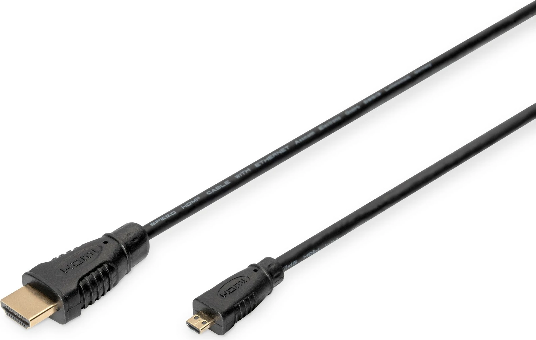 Kabllo HDMI Digitus High Speed 1m, Type D (Micro) në Type A (Standard), 4K, 3D, e zezë