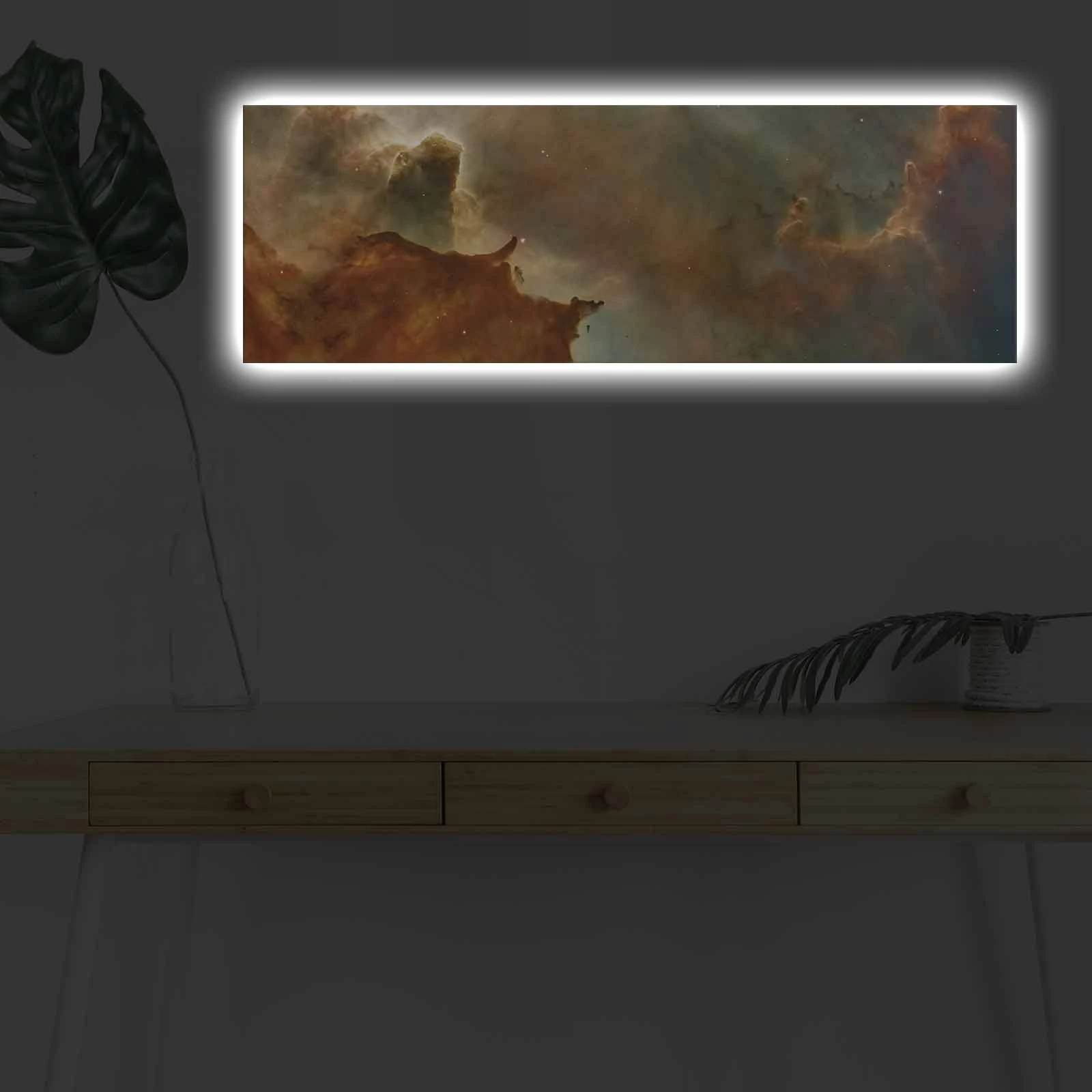 Pikturë dekorative në kanavacë me drita LED, shumëngjyrëshe, 30x90cm, 3090NASA-011