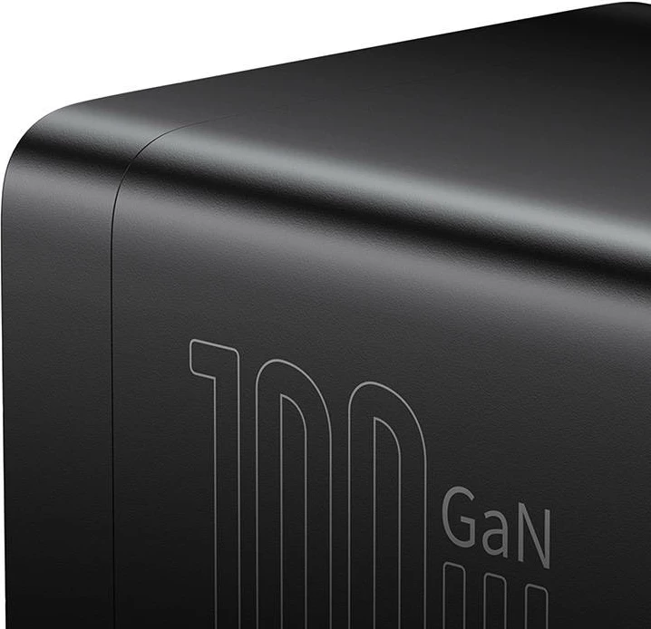 Kasë karikues Baseus GaN3 Pro, 100W, 2x USB-C + 2x USB, prizë AC, e zezë