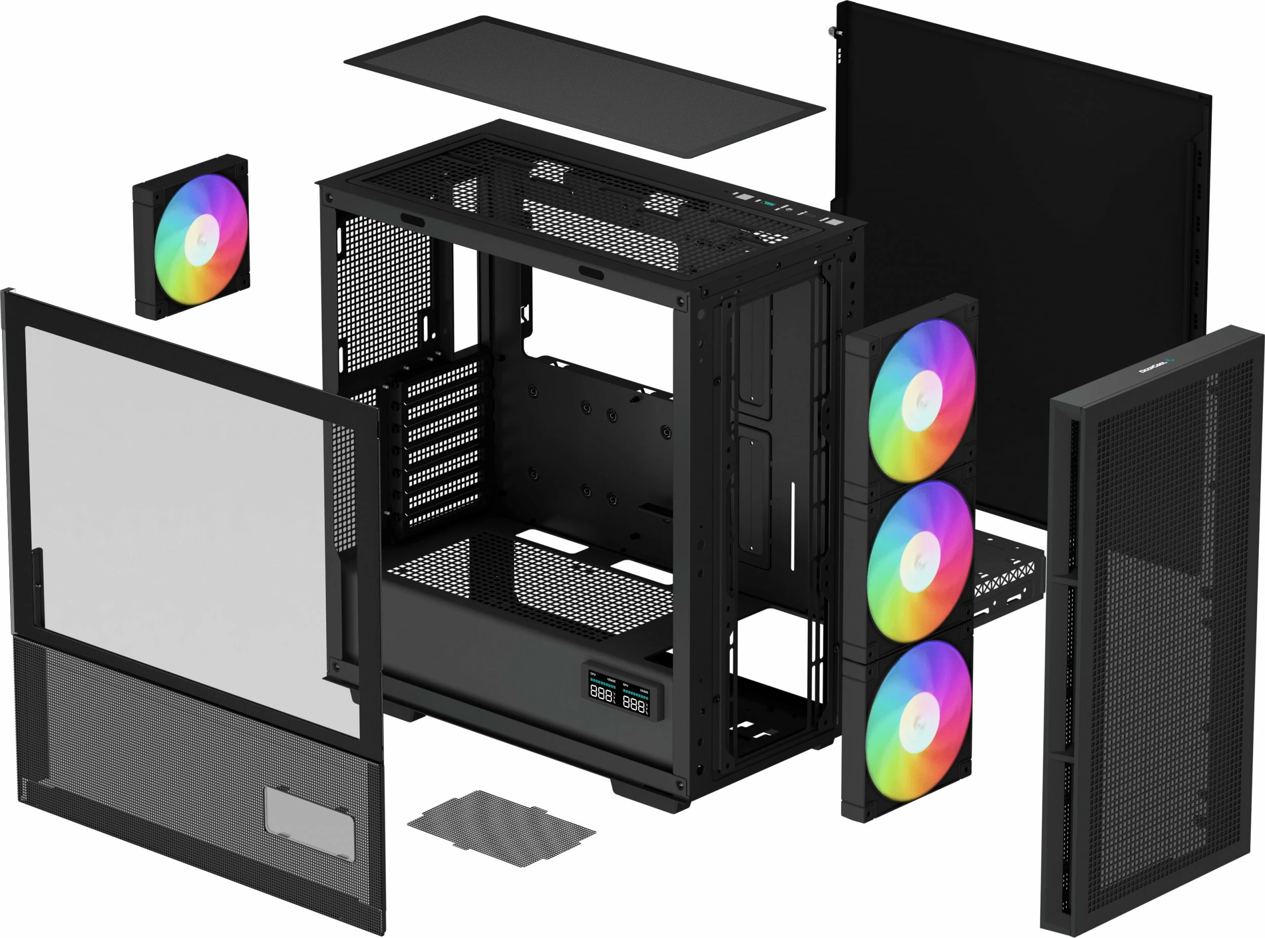 Kasë Deepcool CH560 Digital ARGB R-CH560-BKAPE4D-G-1, Midi Tower ATX/eATX, 4x PWM ARGB ventilatorë, USB-C, e zezë