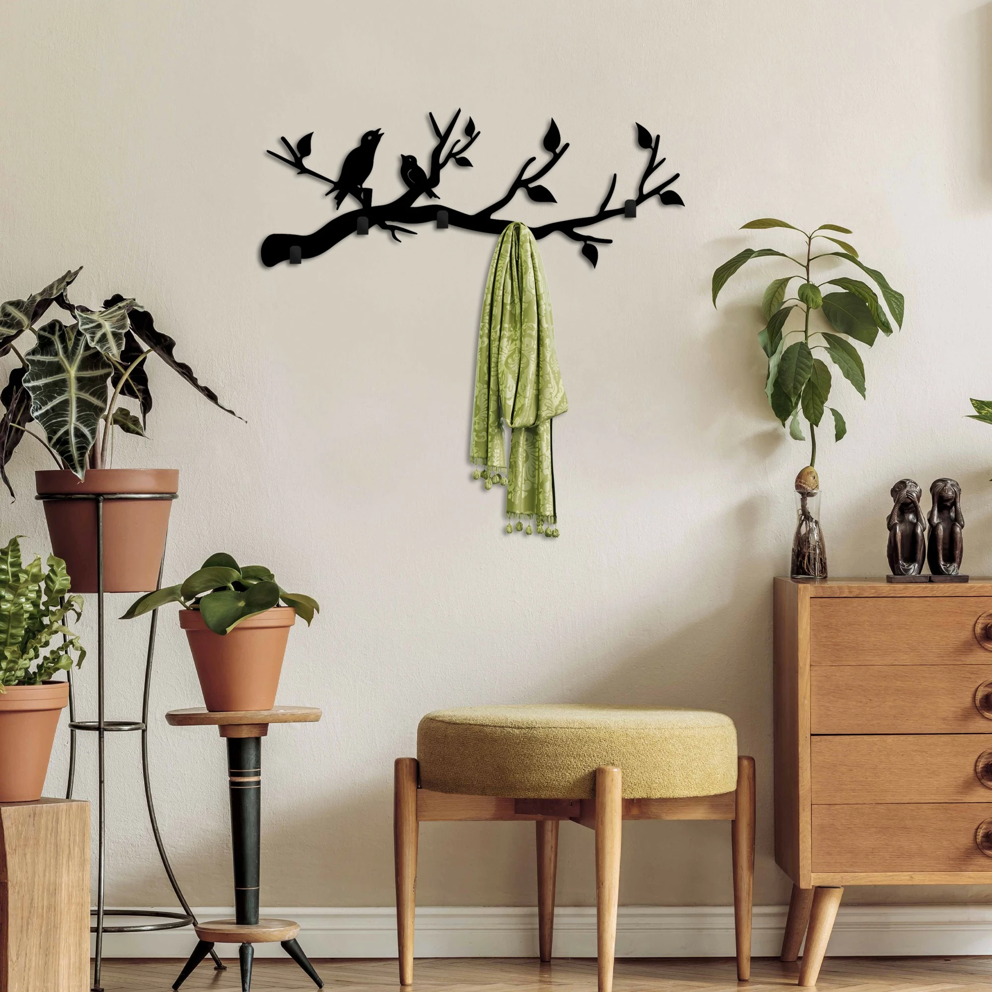 Varëse muri metalike Wallity, zogj të arratisur, ngjyrë e zezë