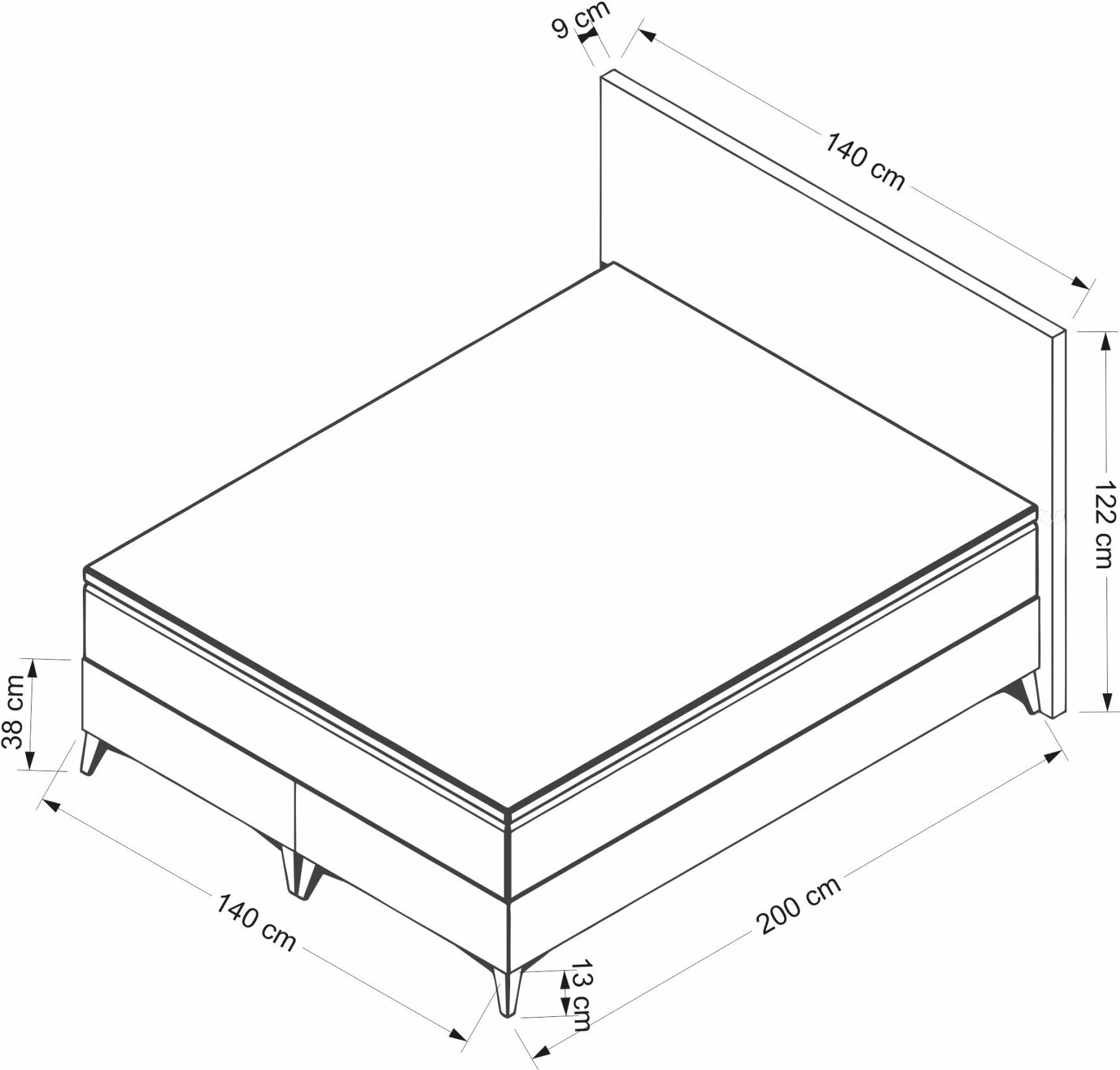 Baza dhe mbështetëse krevati dopio, Mia, ngjyrë kafe e çelët, 140x200cm, Skye Decor