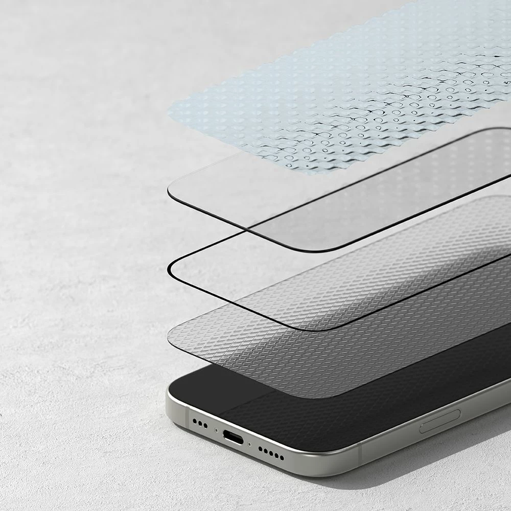 Xham mbrojtës për ekran, Ringke Easy Slide, për iPhone 16 Pro, 2-pack, Kornizë e zezë