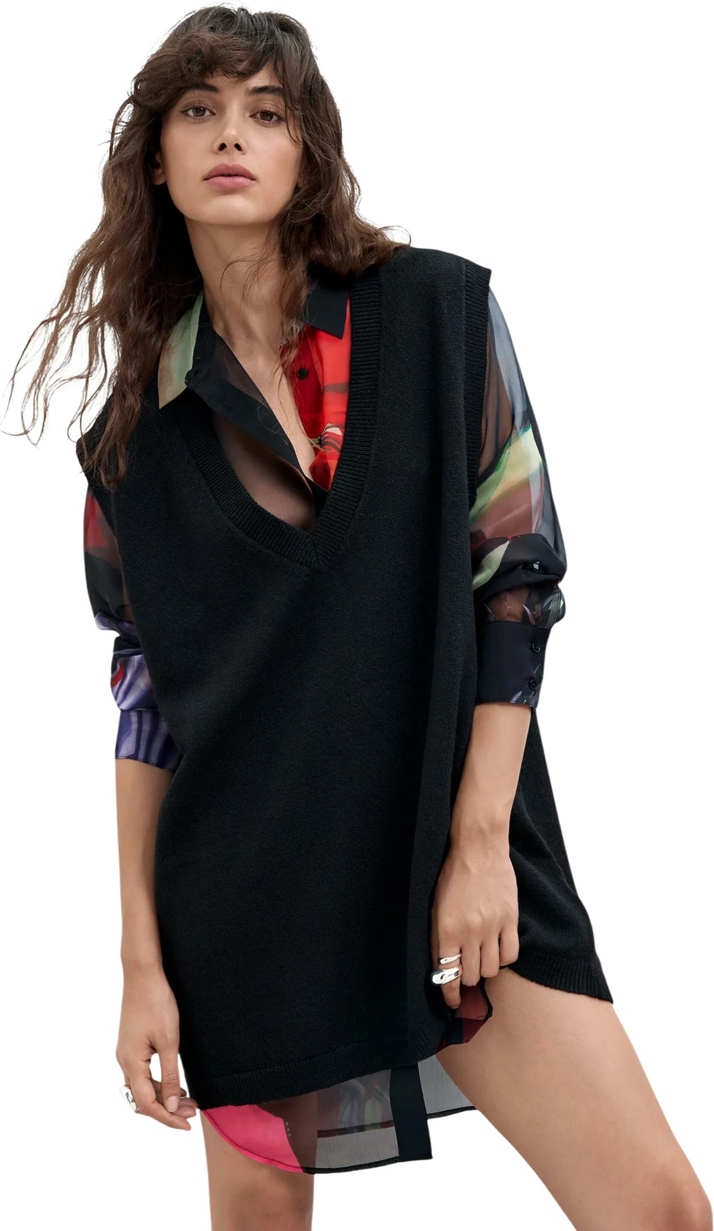 Fustan për femra Desigual VEST_MAMEN_LACROIX 26WWVW43, i zi [Madhësia: XS]