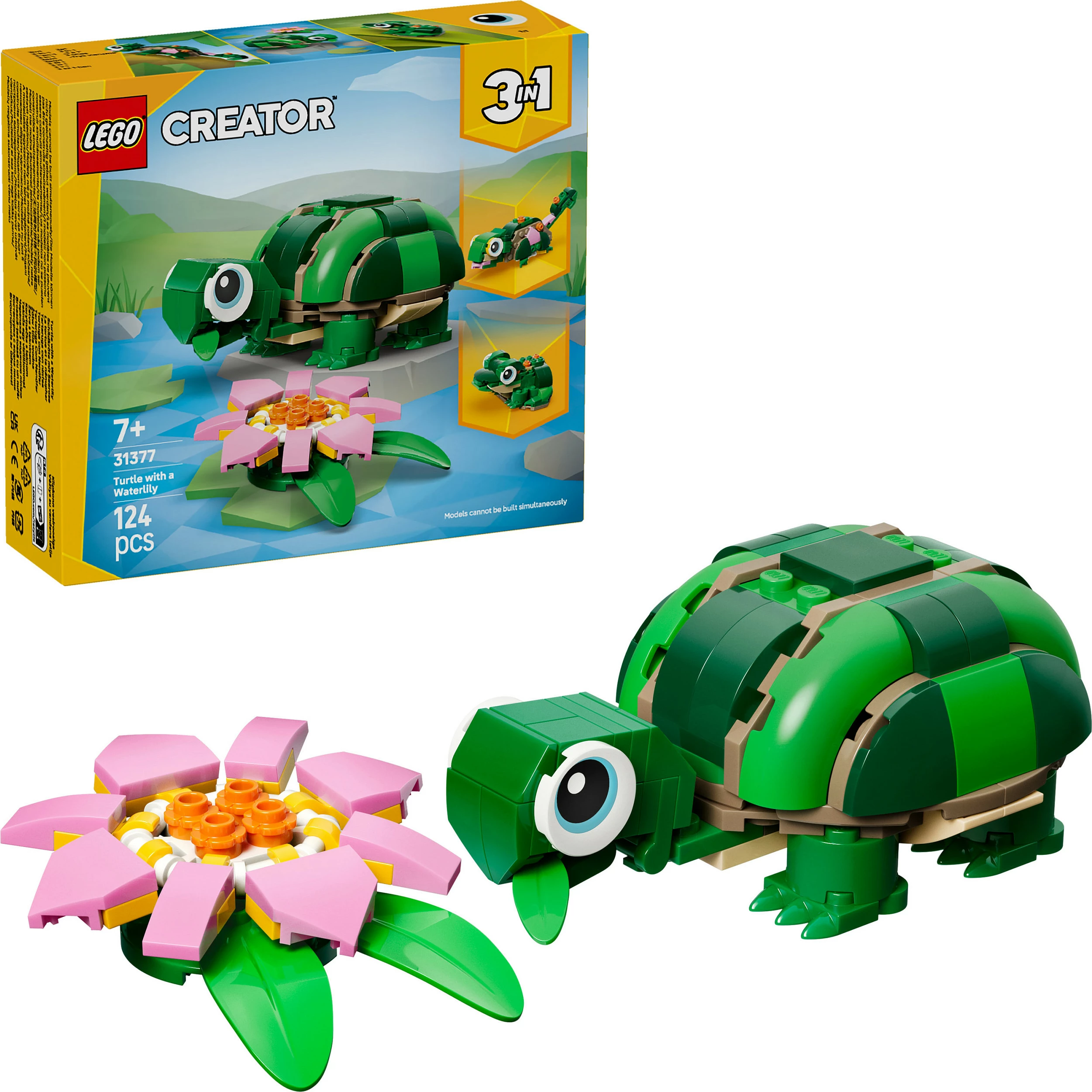 Set ndërtimi LEGO Creator 3-në-1 31377 Breshkë me zambak uji, 124 pjesë, shumëngjyrësh