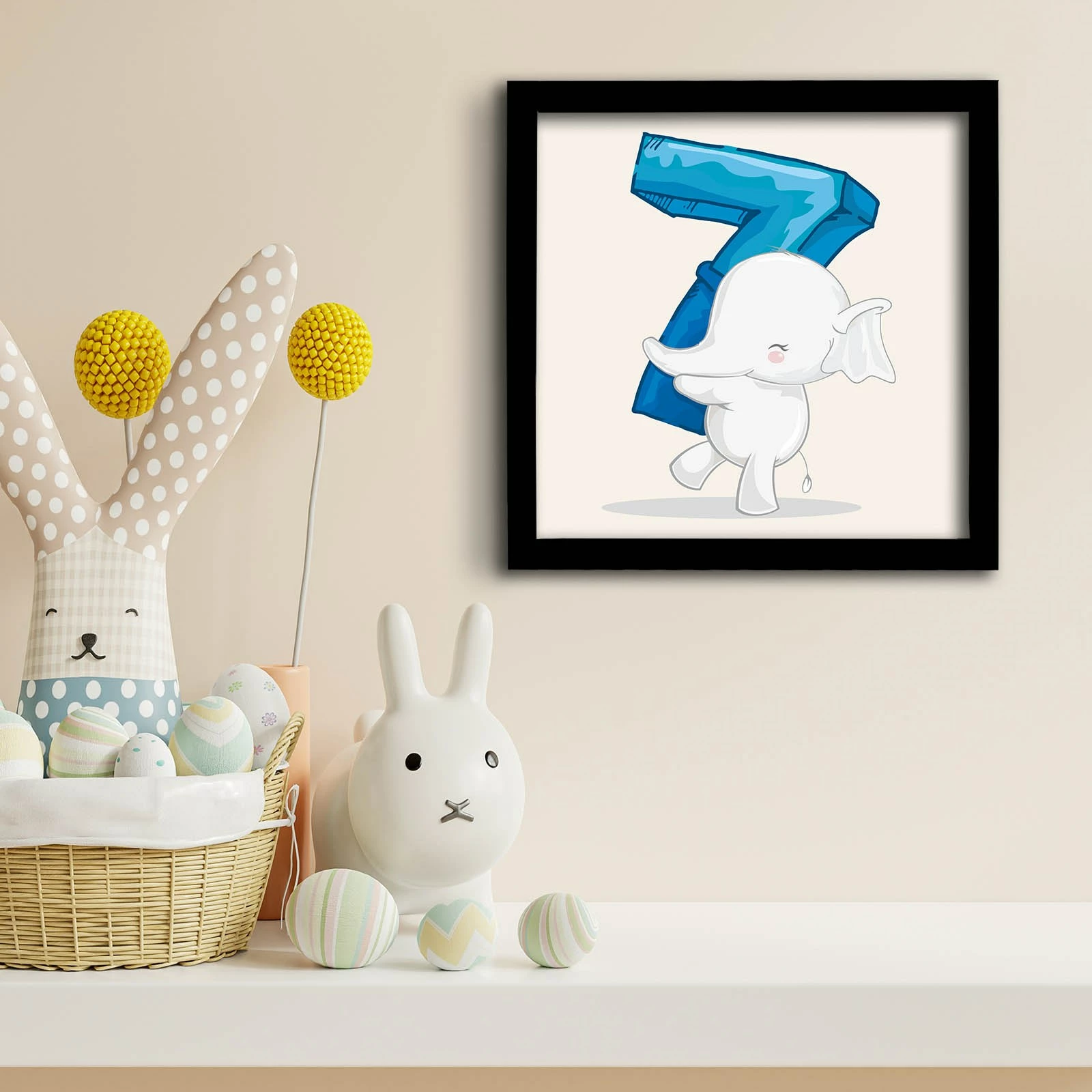 Pikturë dekorative me kornizë MDF, Wallity, 3333SCT-008, blu dhe bardhë, 33x33cm