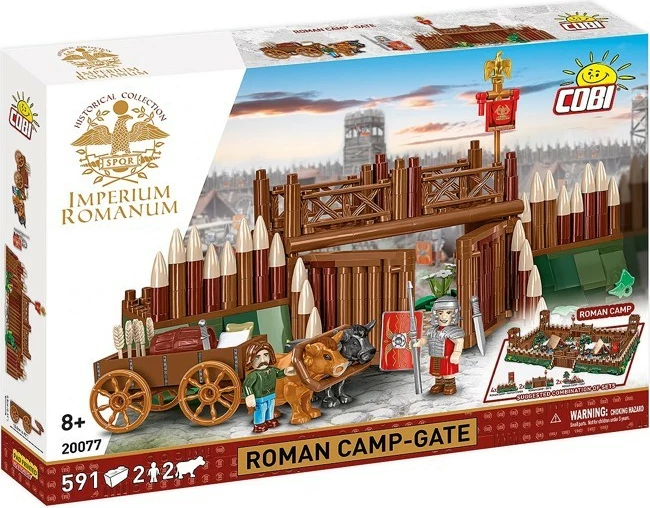 Set blloqesh ndërtimi, Cobi, COBI-20077 Roman Camp Gate, 591 elemente, 2 figurina + 2 qe, 8+