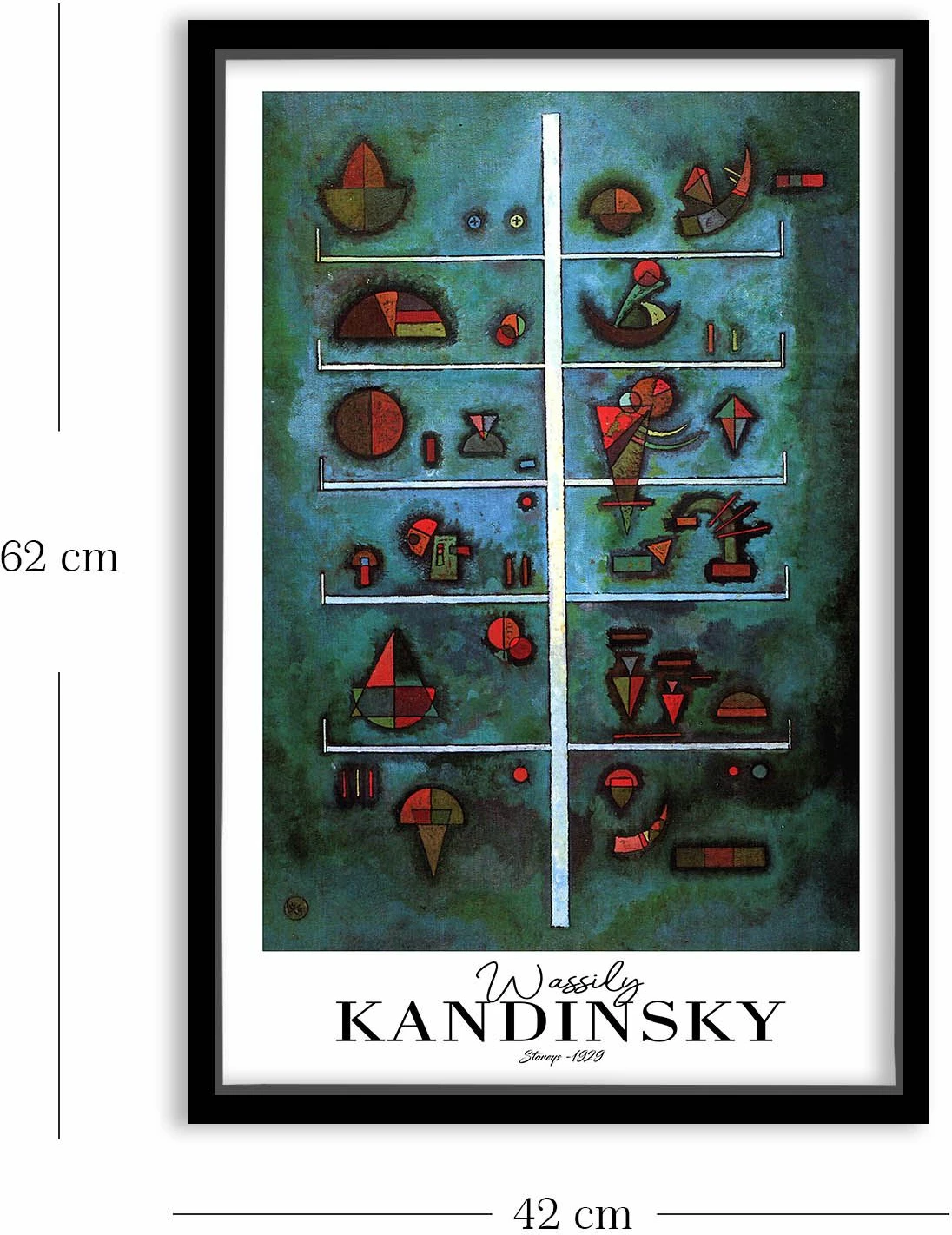 Pikturë dekorative me kornizë, Kandinsky, shumëngjyrëshe, 42x62cm