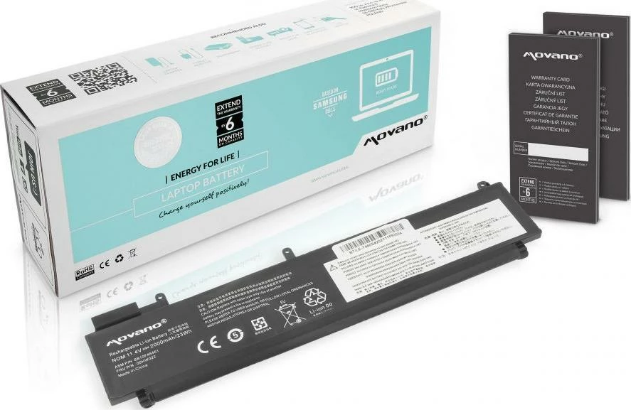Bateri laptopi Movano BT/LE-T460S 2000mAh 23Wh 11.4V Li-Poly për Lenovo ThinkPad T460s/T470s set (bateri + manual)