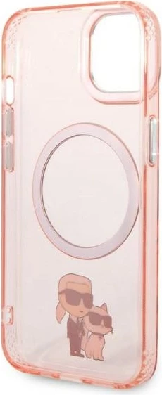 Mbështjellës Karl Lagerfeld KLHMP14SHNKCIP për iPhone 14 6.1", MagSafe, Rozë