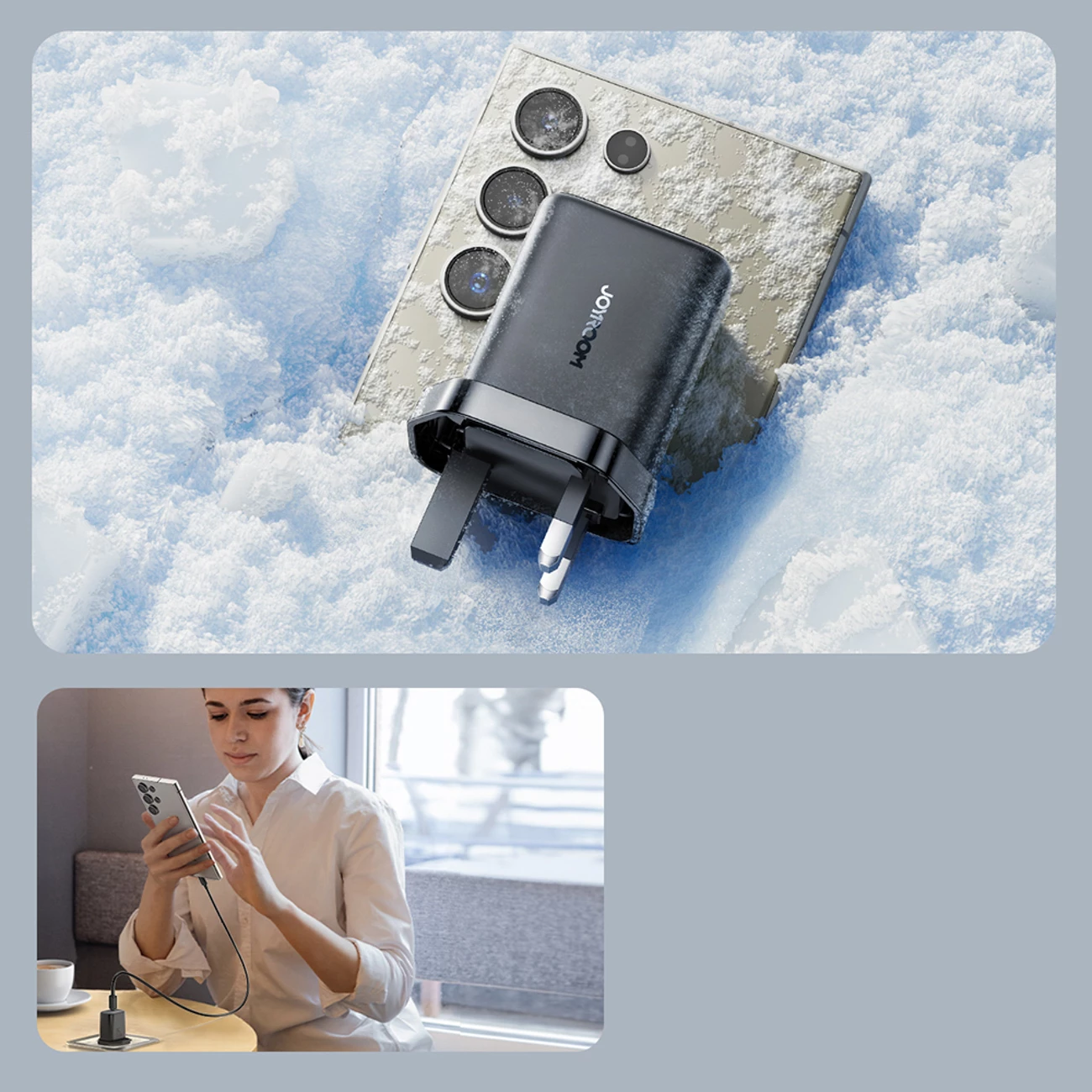 Karikues muri Joyroom JR-TCF23 25W PD/PPS, 1x USB-C, prizë UK, e zezë, me kabllo USB-C 1m