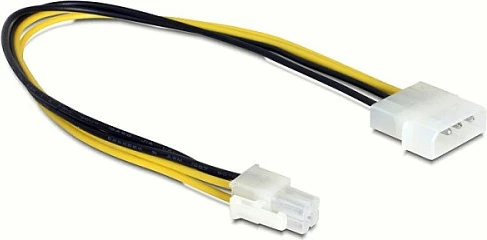 Kabllo power DeLOCK, Molex 4-pin në ATX P4 4-pin, 0.3m, zi/verdhë