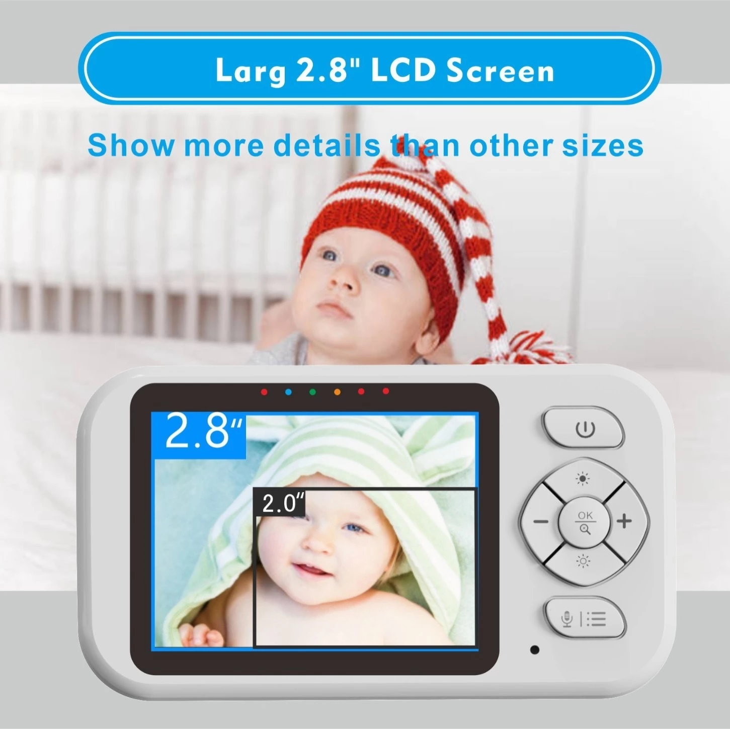 Video Baby Monitor 2.8” LCD Wireless – Kamera për Foshnje me Night Vision, Two-Way Talk, VOX, Alarm Temperature & Zoom 4X
