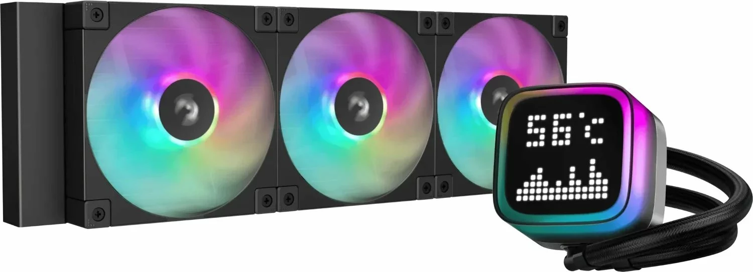 Ftohës uji AIO për CPU Deepcool LP360 360mm ARGB me ekran pixel, e zezë