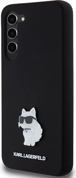 Mbështjellës Karl Lagerfeld Silicone Choupette Metal Pin për Samsung Galaxy S23+, i zi