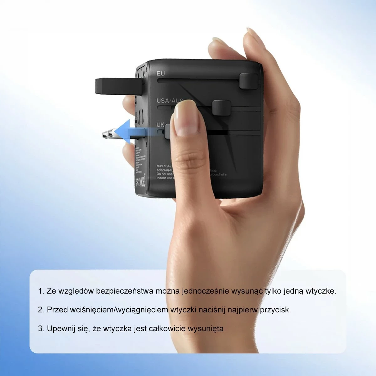 Karikues udhëtimi Orico GaN III, adapter universal UK/EU/US/AU, 2x USB-C 20W PD, USB-A, i zi