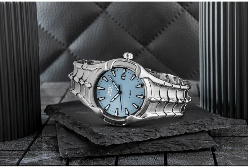 Orë dore për meshkuj DIESEL, argjendtë/blu