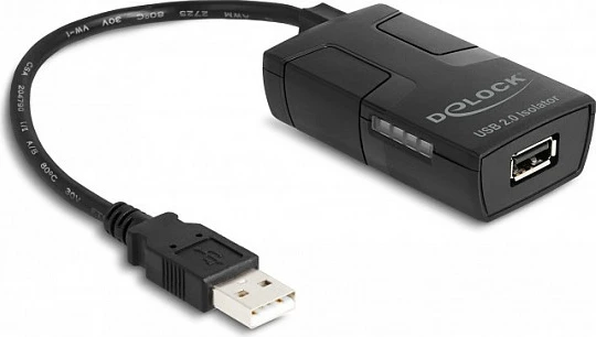 Izolator USB DeLOCK USB 2.0 Type-A mashkull në femër, izolim 5 kV, i zi