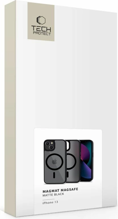 Mbështjellës Tech-Protect MagMat për iPhone 13, MagSafe, Gjysem-transparent, Zi