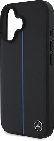 Mbështjellës Mercedes MB Blue Line lëkurë me MagSafe për iPhone 16, Zi