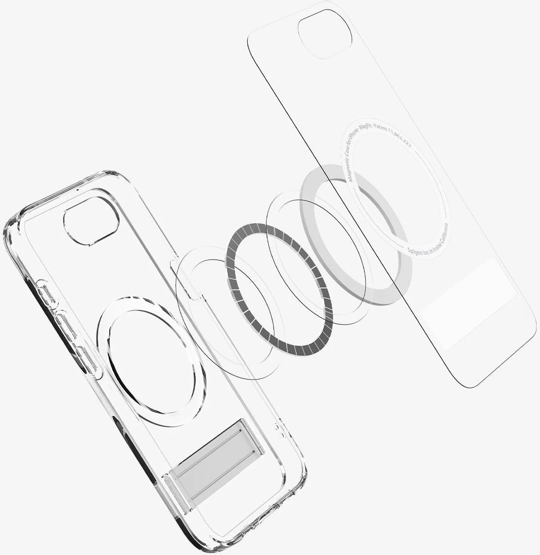 Mbështjellës Spigen Ultra Hybrid S MagSafe ACS09148 për iPhone 16e me kickstand, transparent