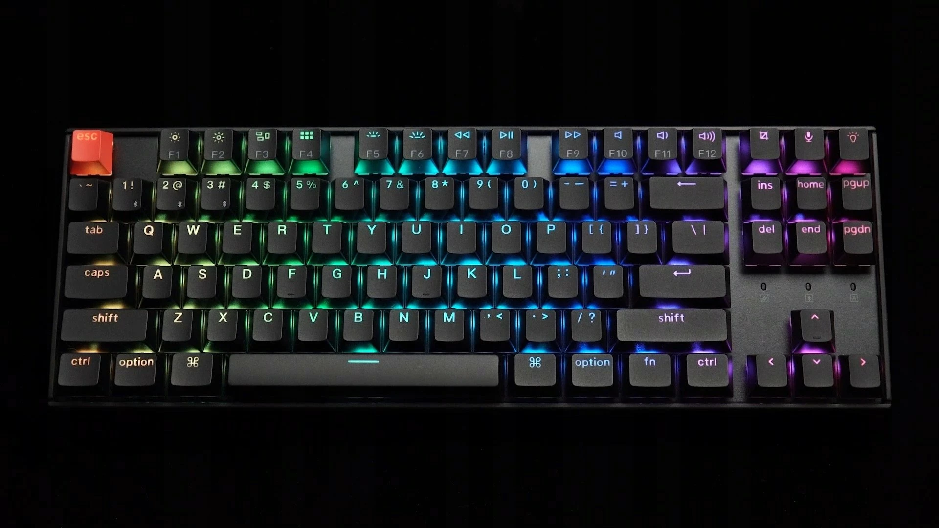 Tastierë mekanike Keychron K8 QMK (Version 2) TKL, Wireless Bluetooth 5.2/USB-C, RGB, Hot-swappable, Super Brown, PBT, kornizë alumini, US INTL, e zezë
