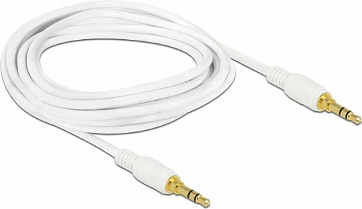 Kabllo audio DeLOCK 85550, AUX 3.5mm jack mashkull-mashkull, 2 m, e bardhë