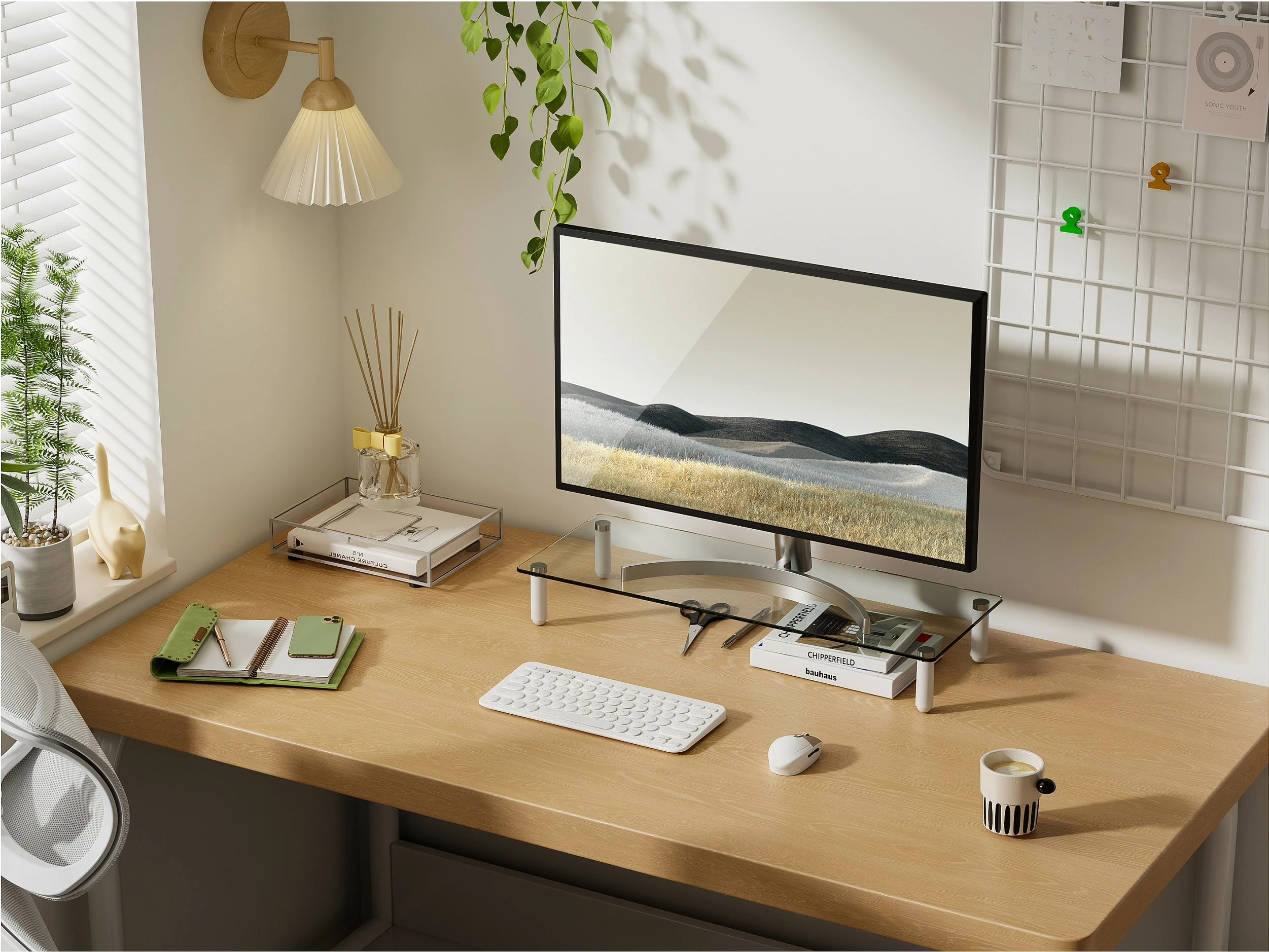 Ngritëse monitori EQUIP, xham, kapacitet 20 kg, 560x210x80 mm, transparente
