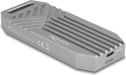 Kuti SSD M.2 NVMe DeLOCK, USB4 40Gbps, pa vegla, USB-C, gri