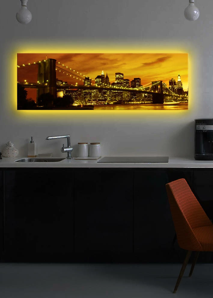 Pikturë dekorative në kanavacë me drita LED, shumëngjyrëshe, 30x90cm, 3090DACT-3