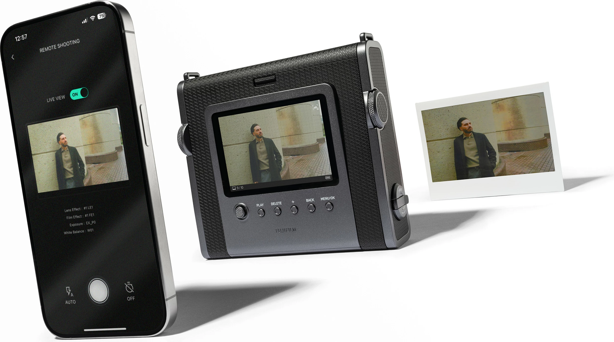Kamerë instant hibride Fujifilm instax WIDE Evo, Bluetooth 5.1, bateri Li-Ion, e zezë