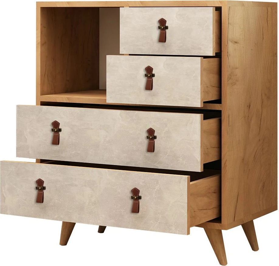 Komodë Hanah Home, ngjyrë lis dhe e bardhë, Witlof