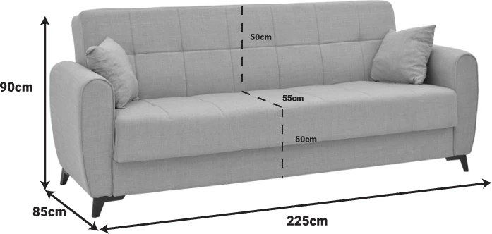 Set salloni 2 pjesë Lincoln, stof ngjyrë hiri e çelët