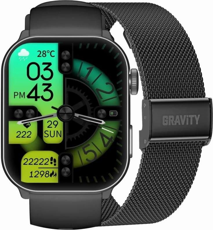 Smartwatch për meshkuj Gravity, i zi
