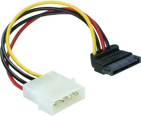 Kabllo energjie DeLOCK Molex 4-pin në SATA 15-pin, 0.15 m, 90° e kënduar, shumëngjyrëshe