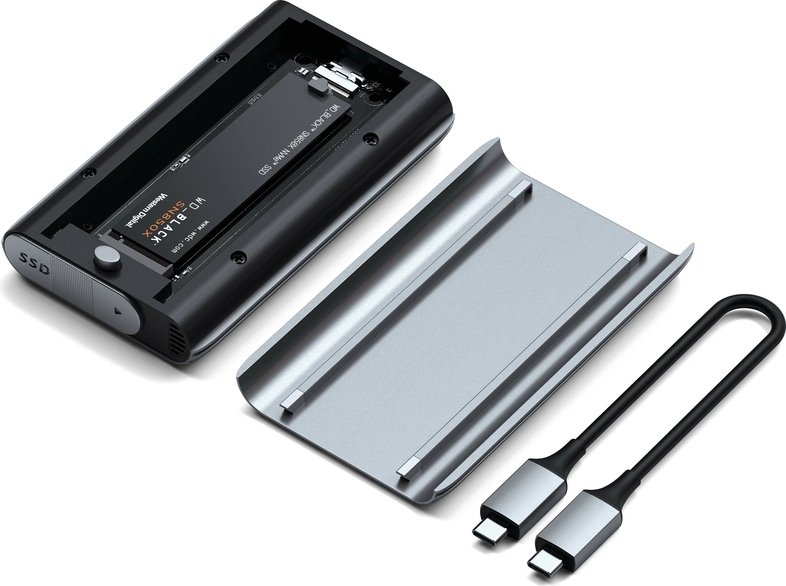 Kuti eksterne për SSD NVMe Satechi USB4 NVMe SSD Pro Enclosure, gri