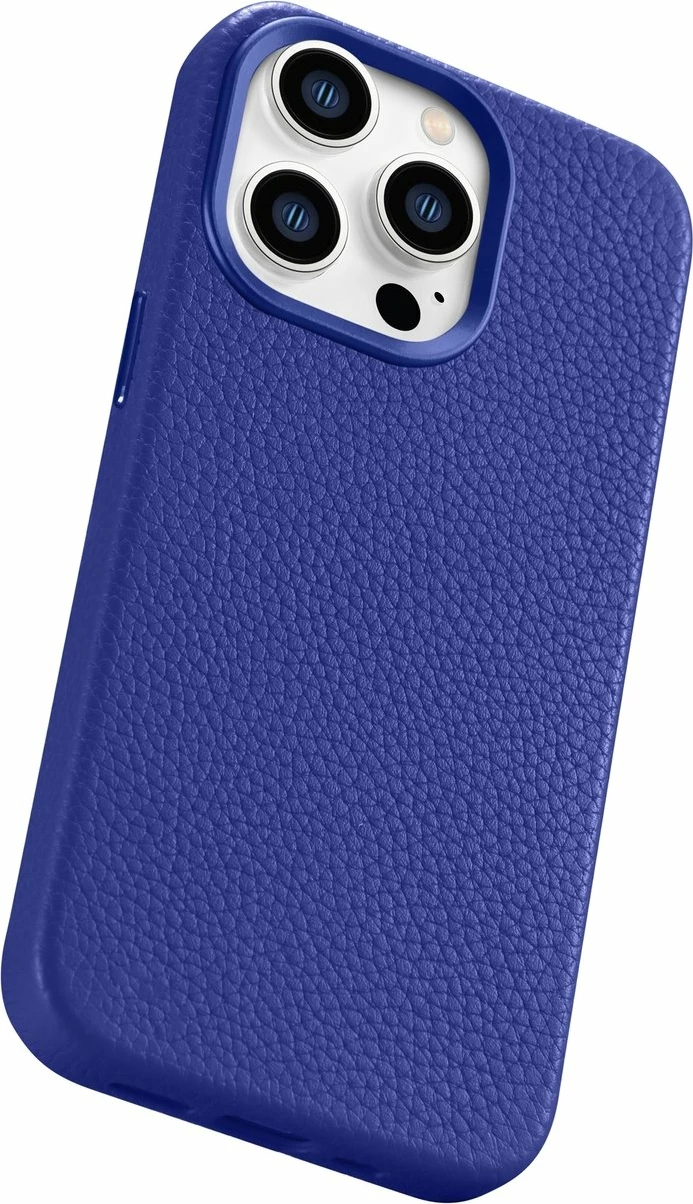 Mbështjellës iCarer Litchi Premium për iPhone 14 Pro Max, lëkurë natyrale, MagSafe, Kaltër