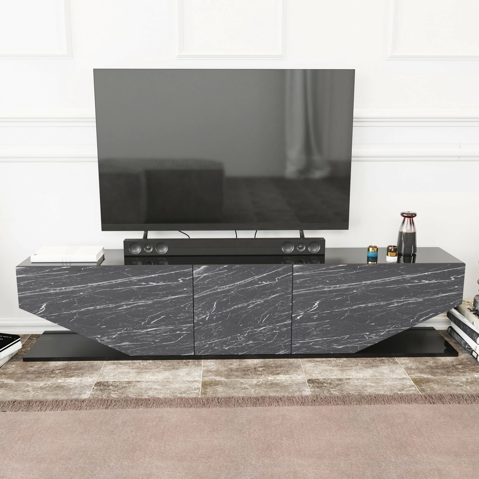 Komodë TV Hanah Home, Inci, e zezë