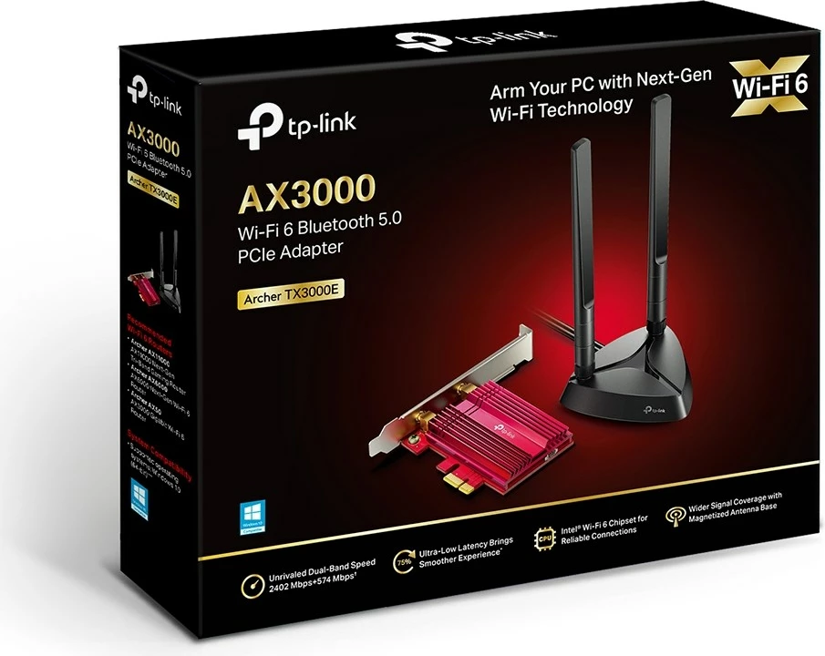 Adapter Wi-Fi TP-Link Archer TX3000E, i kuq