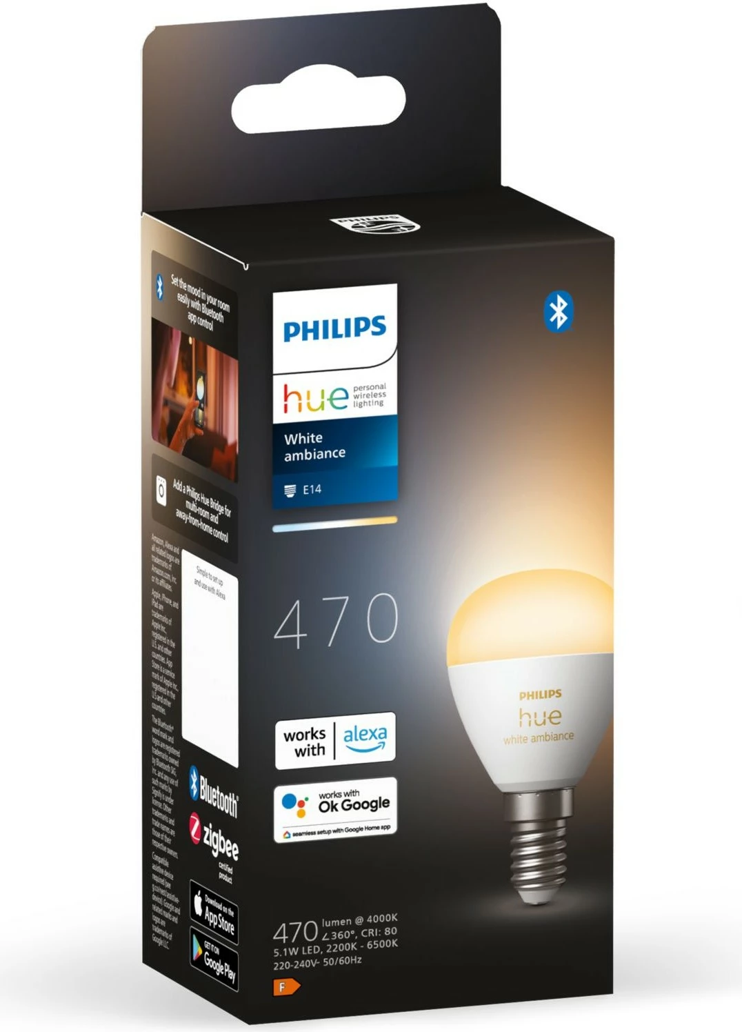 Llambë e mençur Philips Hue White ambience Lustre, Bluetooth, LED, E14, P45, Bardhë