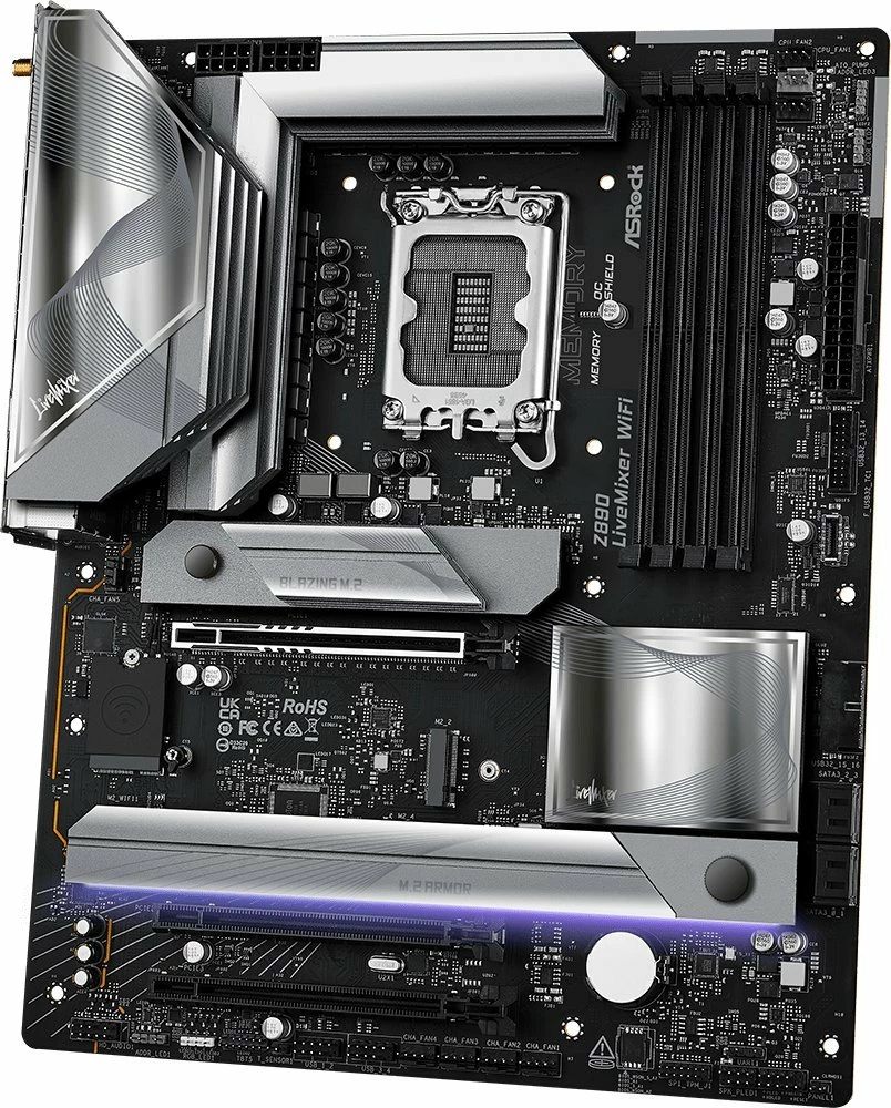 Pllakë amë ASRock Z890 LiveMixer WiFi ATX, DDR5 deri 256GB, Wi‑Fi 7, Thunderbolt 4, 2.5Gb LAN (me 2 antena WiFi, 2 kabllo SATA)