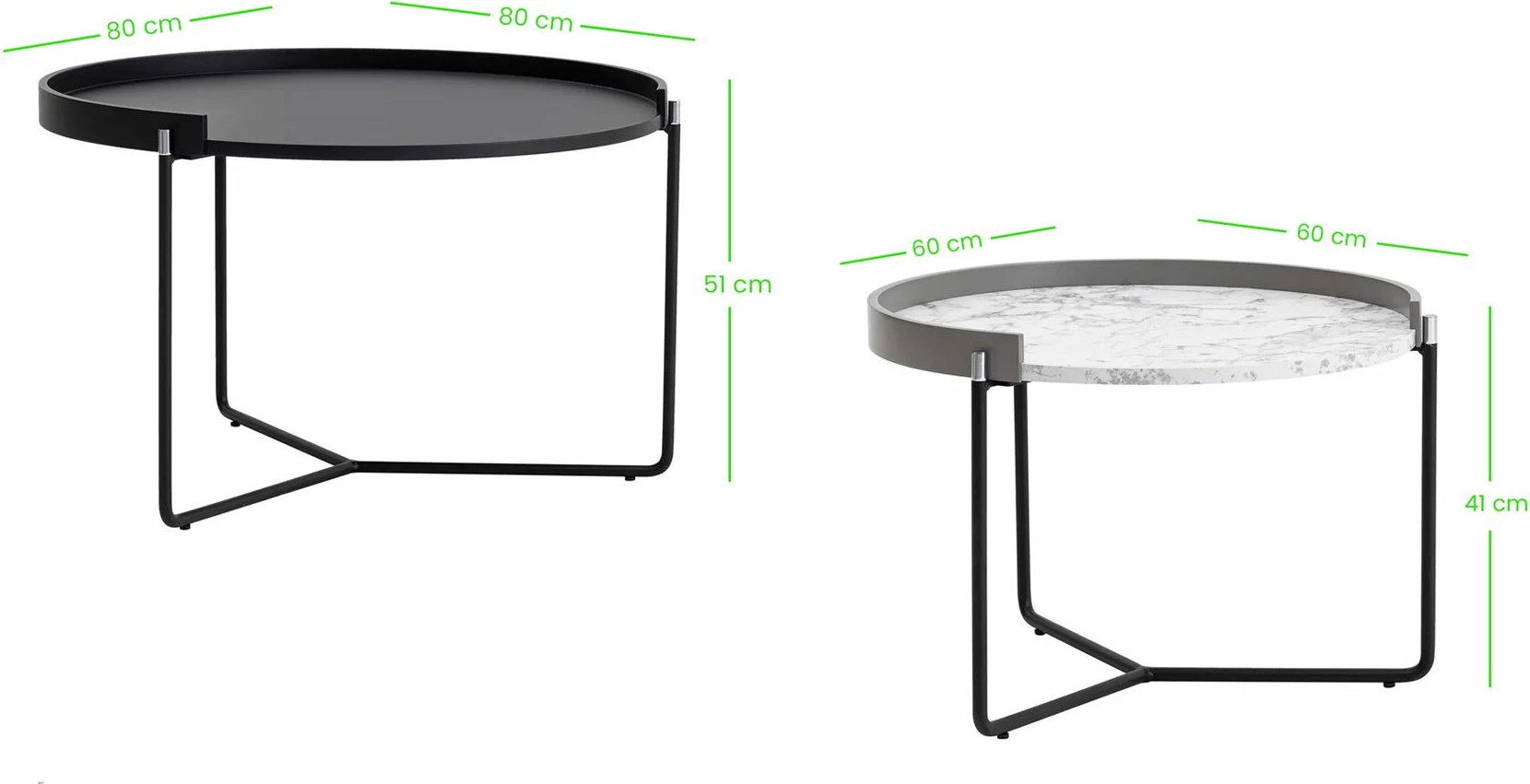 Set tavolinash ndihmëse (2 copë), Skye Decor, Mandy, ngjyrë antracit