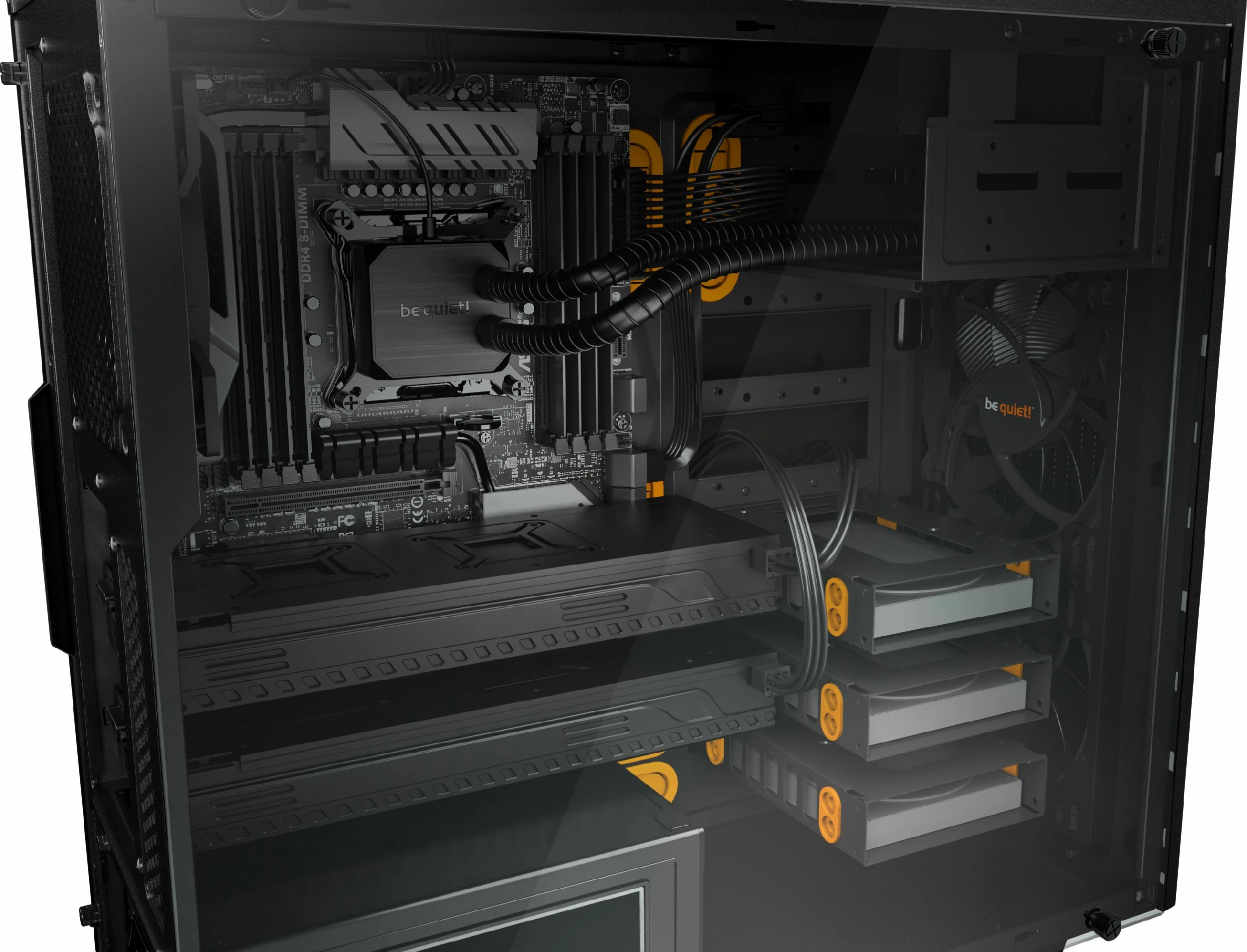 Kasë be quiet! Pure Base 600 Window BGW20, Midi Tower ATX/mATX/Mini-ITX, panel anësor xham i kalitur, 2x USB 3.0, e zezë/portokalli