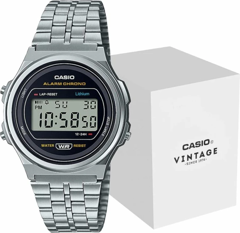 Orë dore femra Casio A171WE-1AEF, argjend